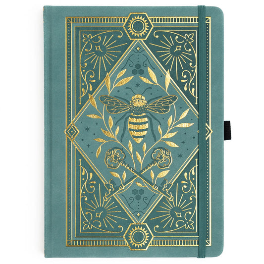 Archer & Olive Bullet Journal Keeper of the Bees in Soft Teal - Voorkant van de cover op een witte achtergrond