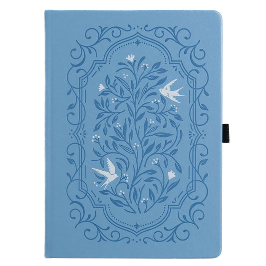 Archer & Olive Bullet Journal Songbird in Blue B5 Dot Grid - Cover op een witte achtergrond