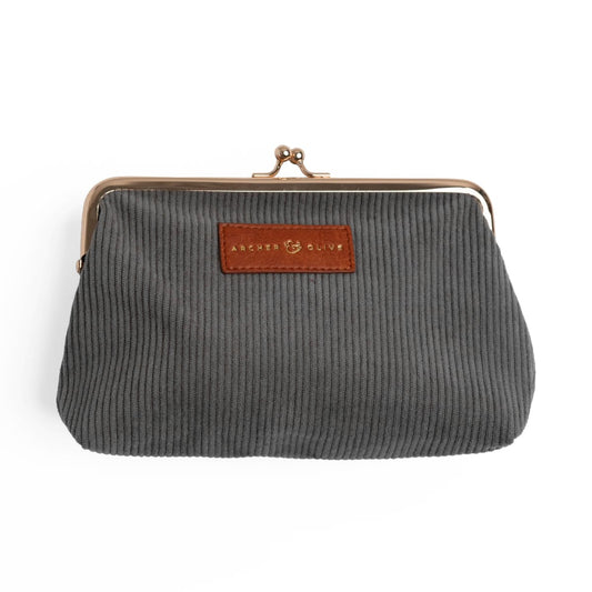 Archer & Olive Quiet Corners Kiss-Lock Pouch - Gray - Witte Achtergrond