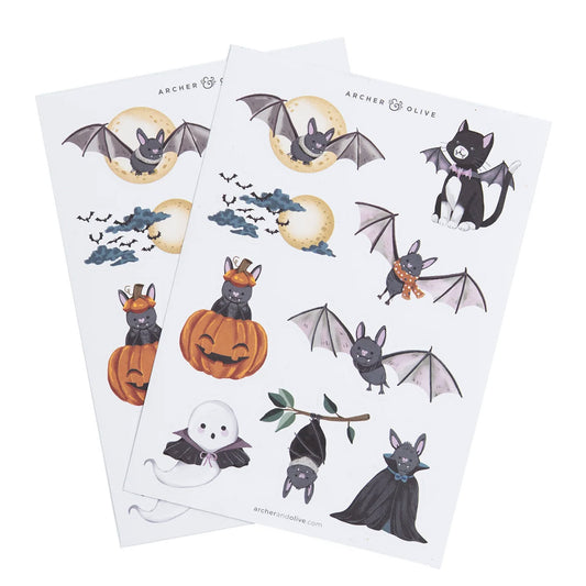 Archer & Olive Stickers - Cute Bat - Stickervellen op een witte achtergrond