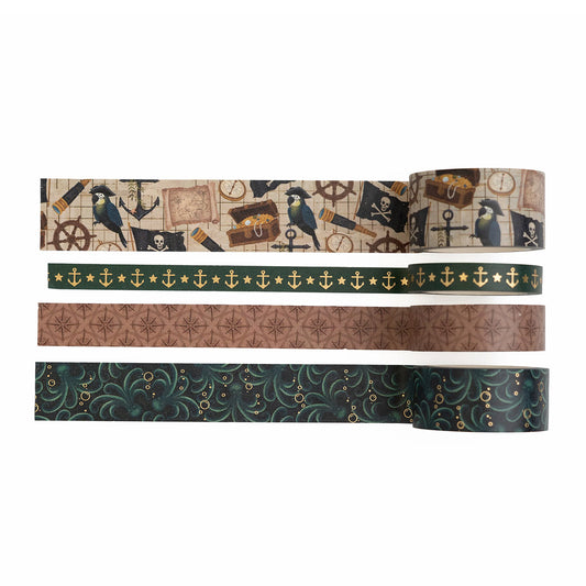 Archer & Olive Washitape - Treasure Map - Voorbeeld van de designs op witte achtergrond