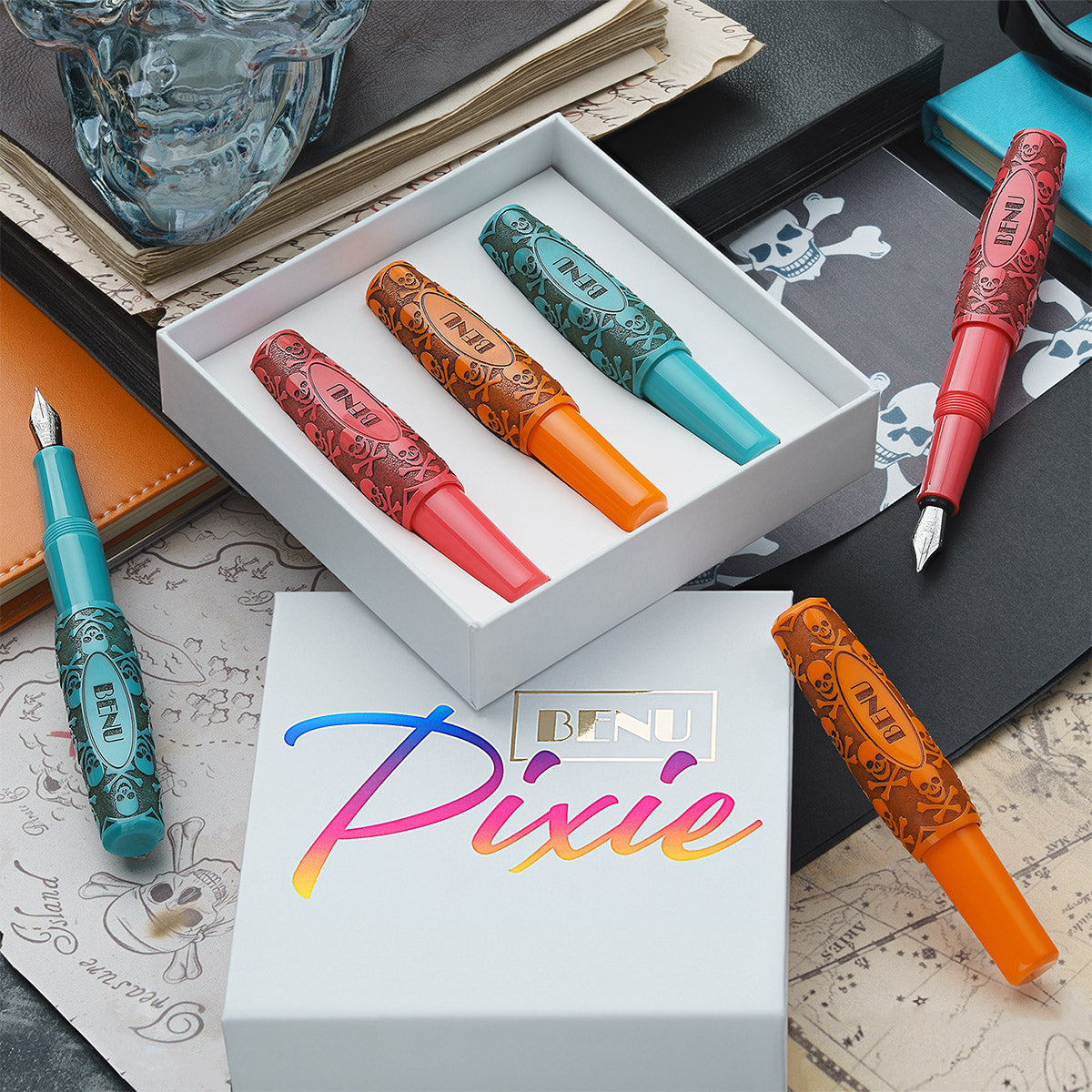 BENU Fountain Pen Pixie - Jolly Roger Vintage Set in een bewaardoos