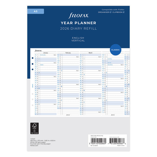 Filofax Clipbook & Organiser Jaarplanner 2026 A5 - Uitklapbaar