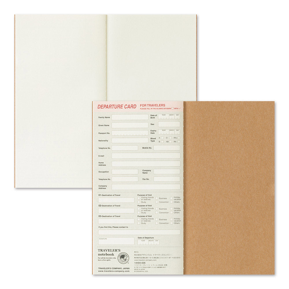 TRAVELER'S Refill Regular Diary 2026 - Monthly