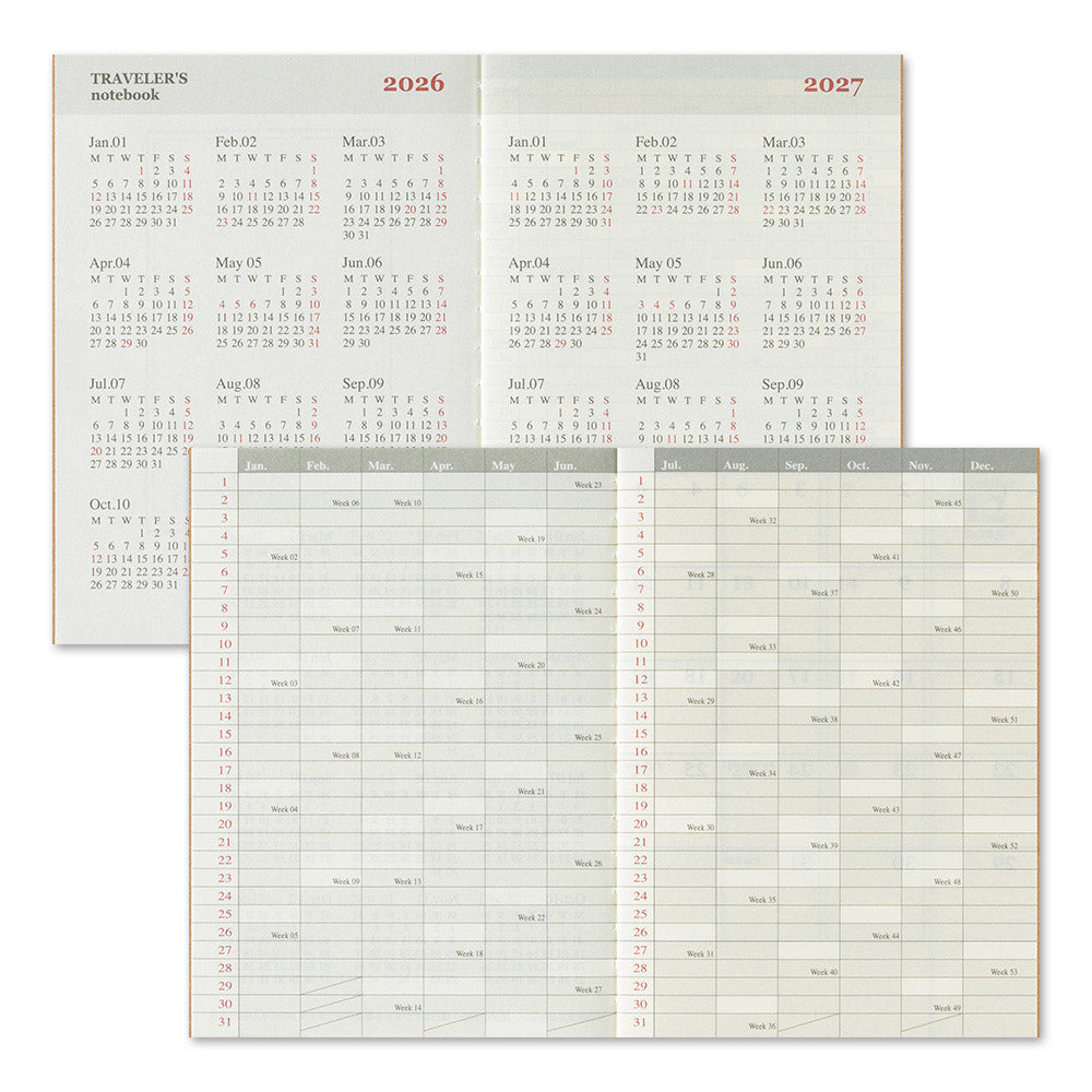 TRAVELER'S Refill Passport Diary 2026 - Voorbeeld van Planningschema