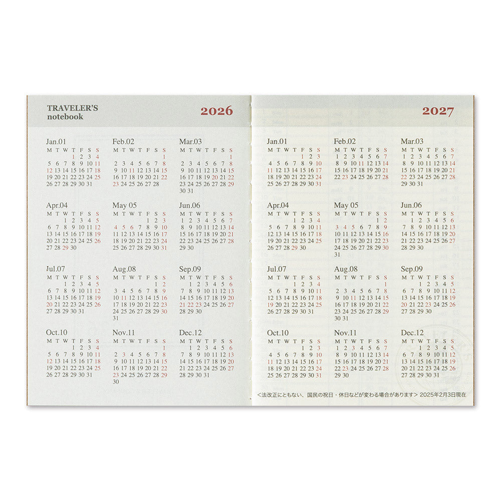 TRAVELER'S Refill Passport Diary 2026 - Weekly - Jaaroverzicht