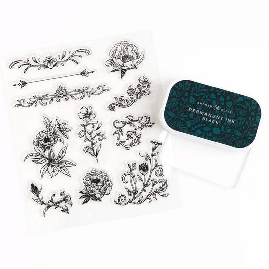 Archer & Olive Stamp Set - Antique Floral - 24Papershop