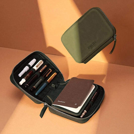Endless Companion Leather 10-Pen Pouch - Green - 24Papershop