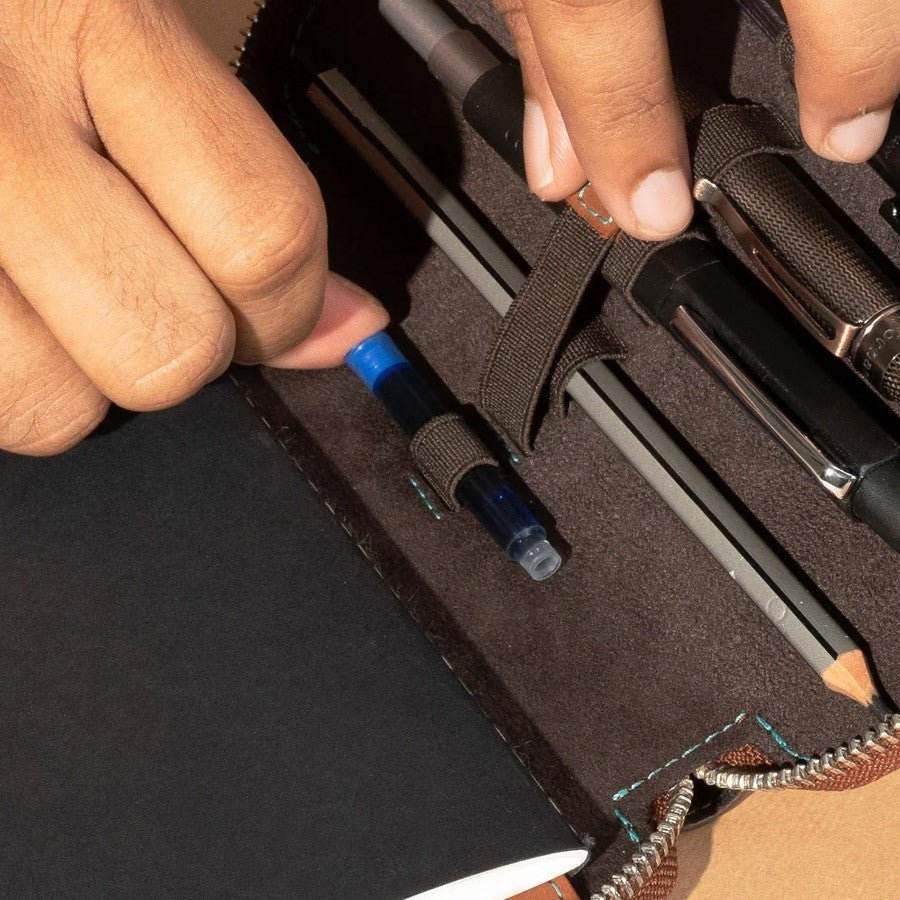 Endless Companion Leather 5-Pen Pouch - Brown - 24Papershop