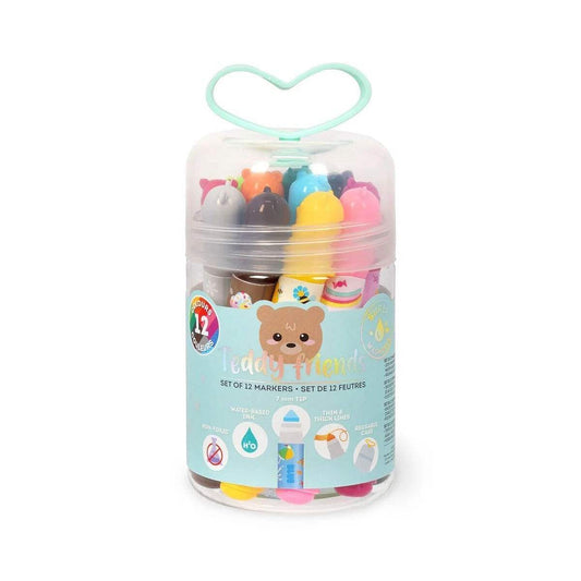 Legami Set of 12 Markers - Teddy Friends - 24Papershop