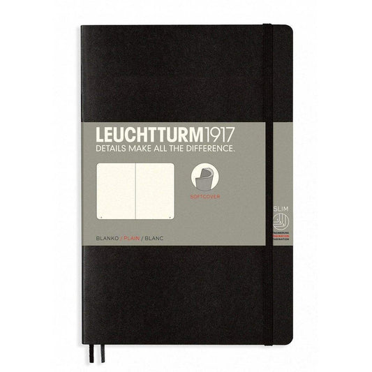 Leuchtturm1917 Slim B6+ Notitieboek Black - Blanco - 24Papershop