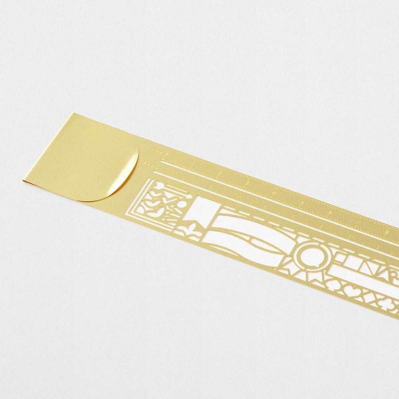 Midori Clip Ruler - Decorative Patterns Brass - 24Papershop