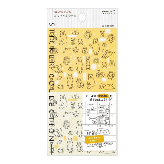 Midori TRAVELER'S Sticker Chat Forest Animals - 24Papershop