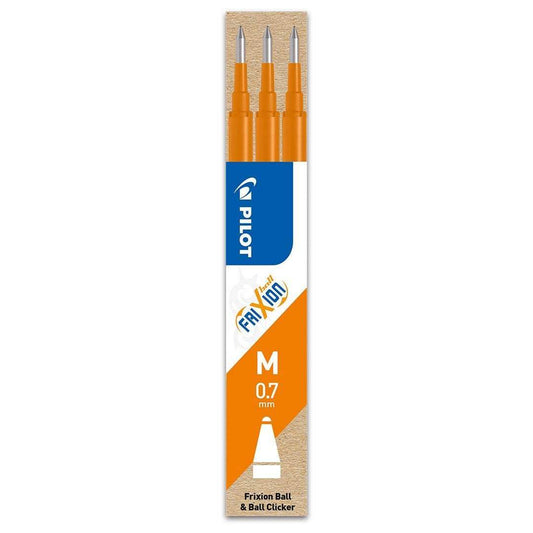 Pilot FriXion Ball Navulling Medium 0,7mm 3 Set - Oranje - 24Papershop