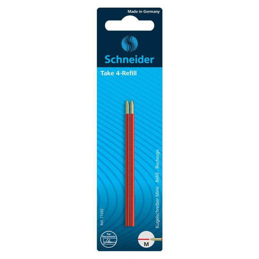Schneider Take 4 kleurenpen navulling | Rood Set van 2 - 24Papershop