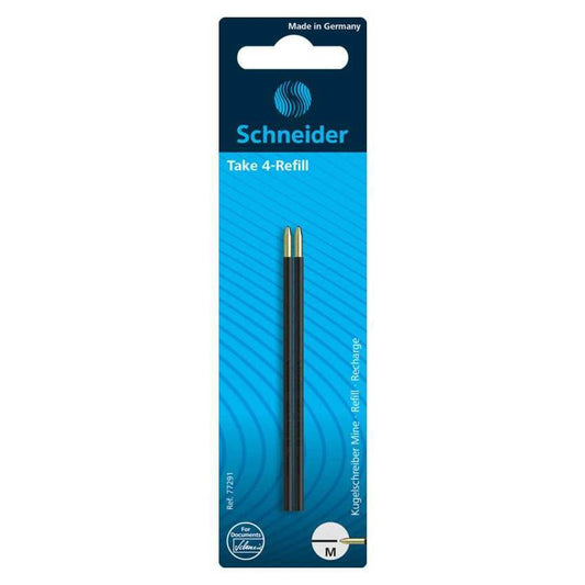 Schneider Take 4 kleurenpen navulling | Zwart Set van 2 - 24Papershop