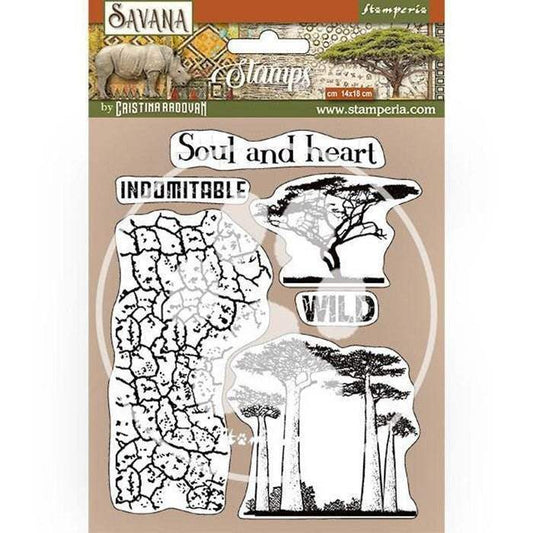 Stamperia Cling Stamp - Savana Crackle and Tree - 24Papershop