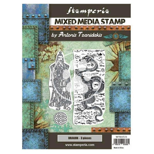 Stamperia Mixed Media Stamp - Sir Vagabond in Japan Dragon - 24Papershop