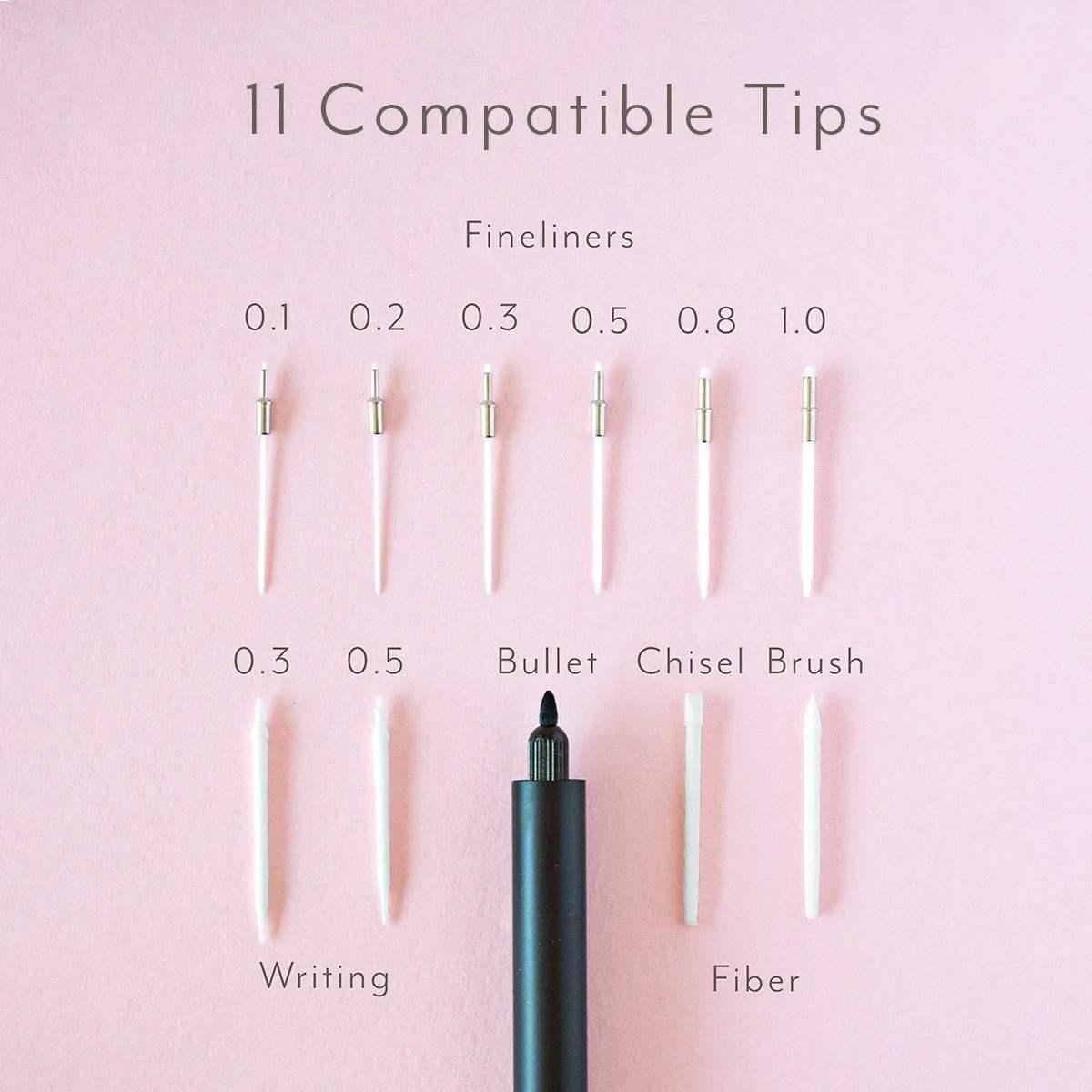 Tom's Studio Lumos Pro Refillable Multi-Tip Pen Single - Matte Black - 24Papershop