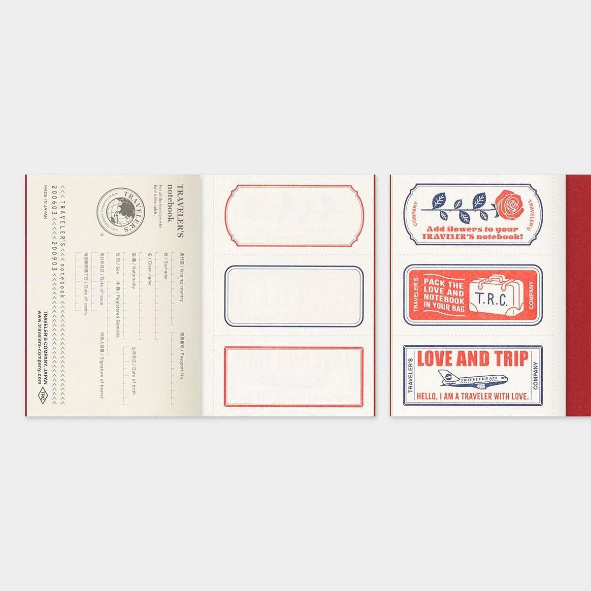 TRAVELER'S Refill Passport Size 003 Love & Trip - Blank - 24Papershop
