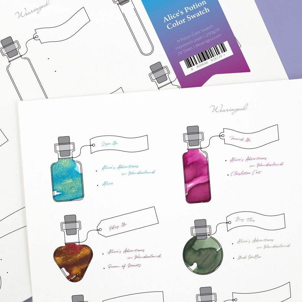 Wearingeul Ink Color Swatch Sheets - Alice's Potion - 24Papershop