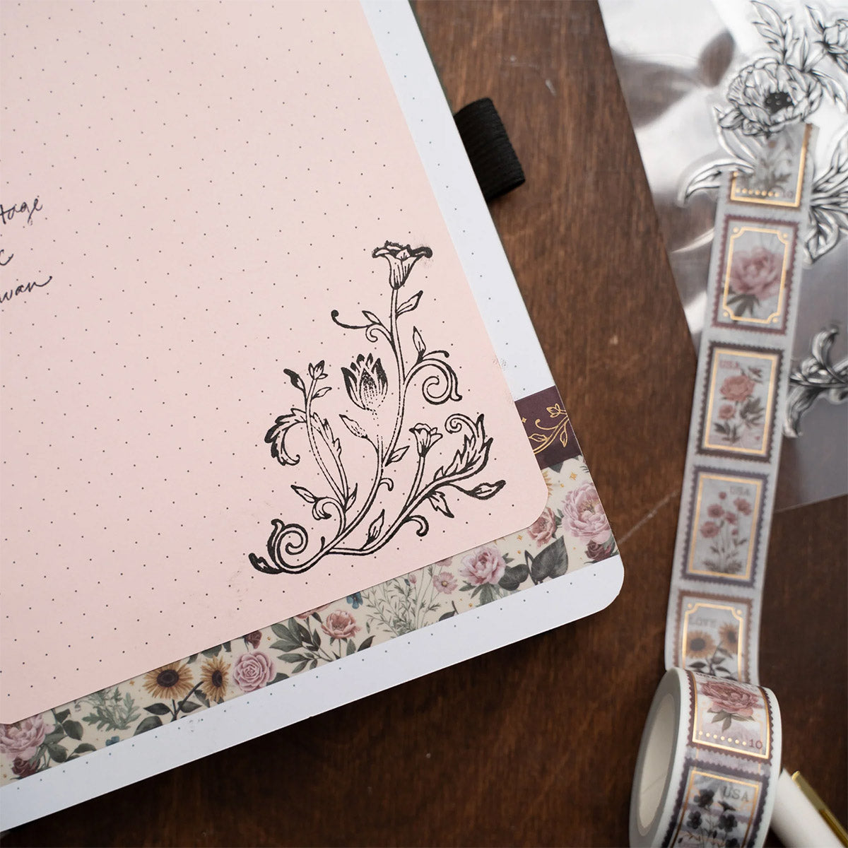 Archer & Olive Stamp Set - Antique Floral - Stempel in een Journal