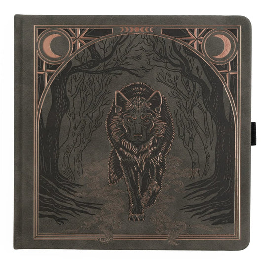 Archer & Olive Bullet Journal Wolf in the Night Square Dot Grid - Voorkant van de journal