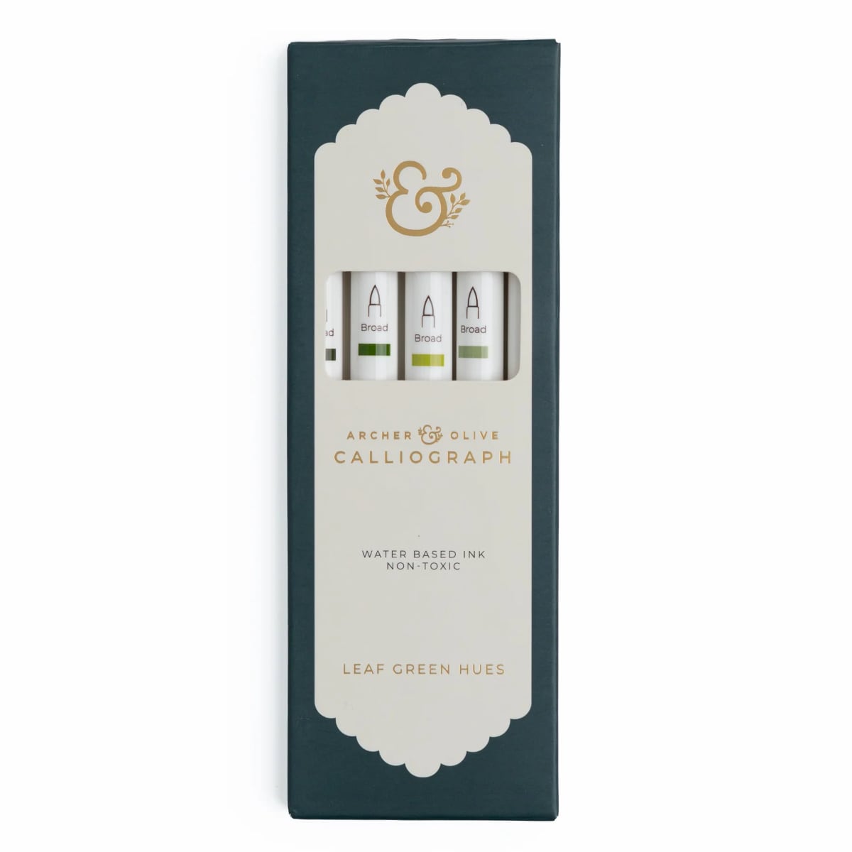 Archer & Olive Calliograph Leaf Green Hues - Verpakking met stiften