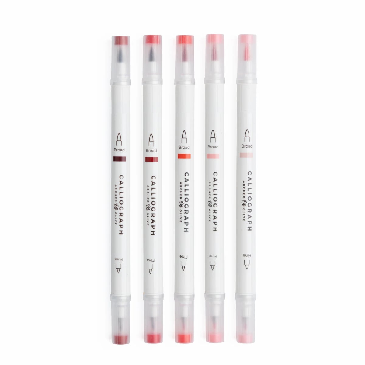 Archer & Olive Calliograph True Red Hues - Overzicht van de 5 kleuren