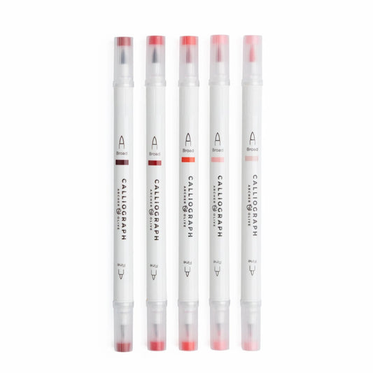 Archer & Olive Calliograph True Red Hues - Overzicht van de 5 kleuren