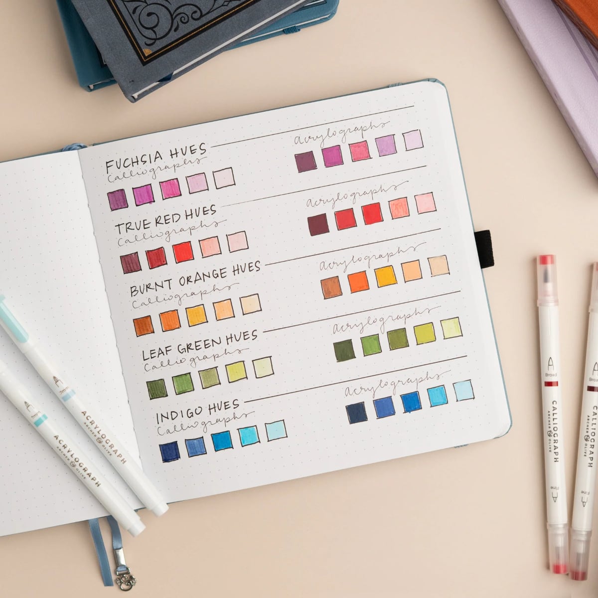 Archer & Olive Acrylographs - Overzicht van alle Hues kleuren