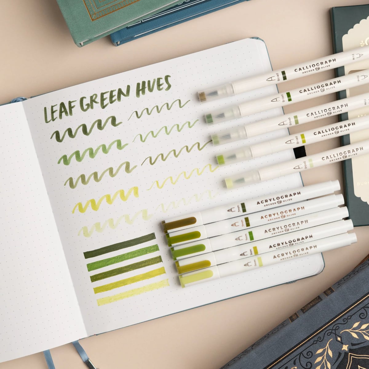 Archer & Olive Acrylographs Leaf Green Hues - 07mm - Overzicht van de Calliographs en Acrylographs