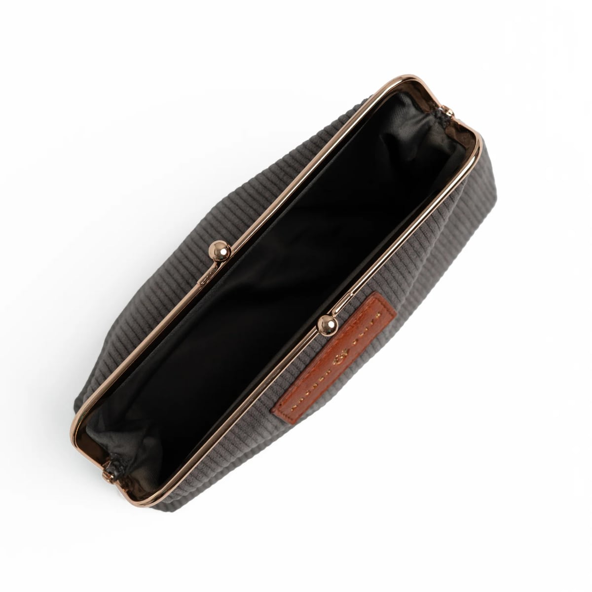 Archer & Olive Quiet Corners Kiss-Lock Pouch - Gray - Etui geopend vanaf boven