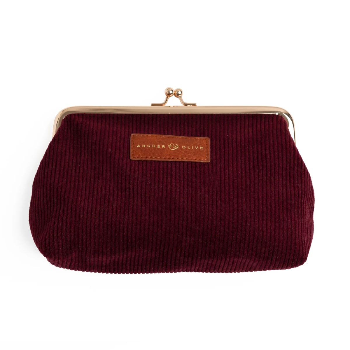 Archer & Olive Quiet Corners Kiss-Lock Pouch - Maroon - Voorkant