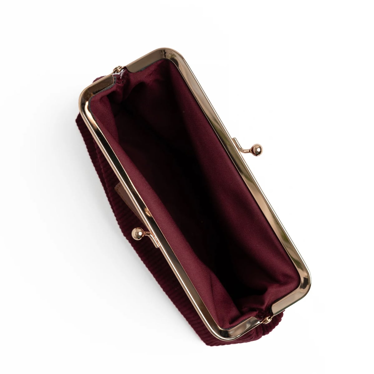 Archer & Olive Quiet Corners Kiss-Lock Pouch - Maroon - Open - Van Boven