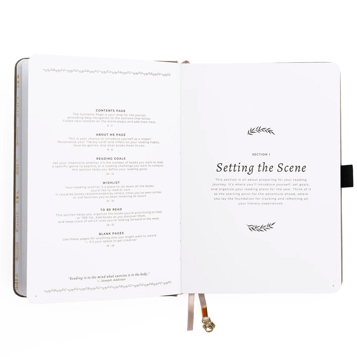 Archer & Olive Reading Journal Vintage Library in Lilac - Detail van de inhoud