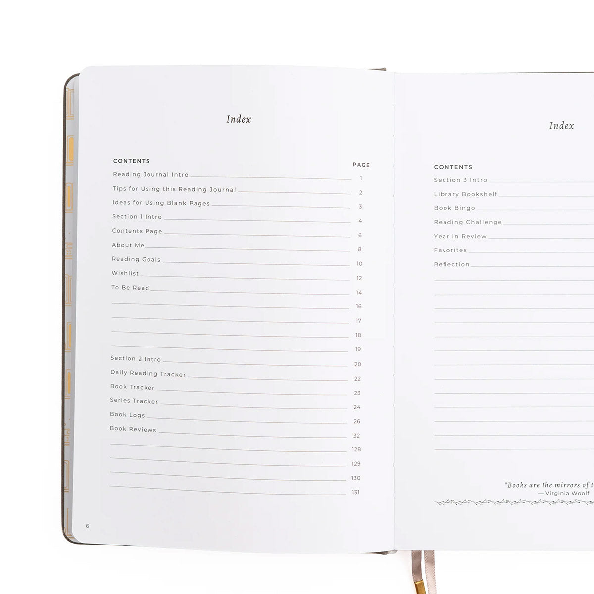 Archer & Olive Reading Journal Vintage Library in Lilac - Detail van de inhoud