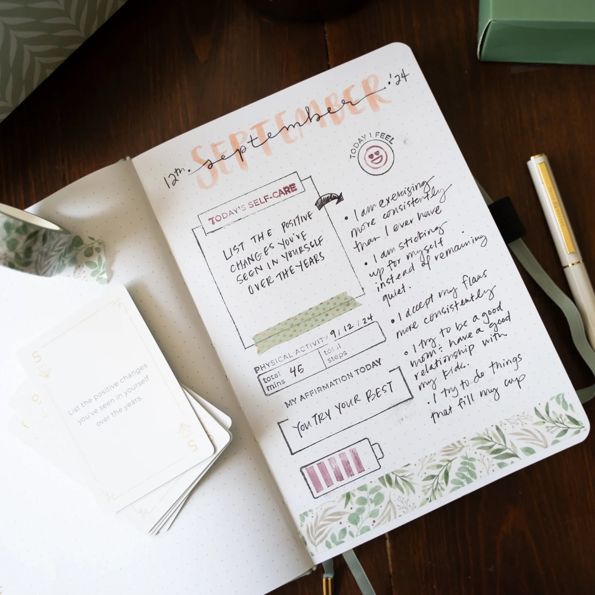 Archer & Olive Stamp Set - Self Care Box - Voorbeeld in een Bullet Journal