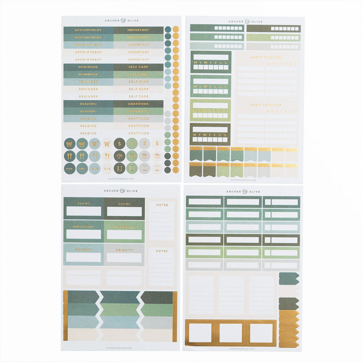 Archer & Olive Stickers - Soft Nature Planning Set