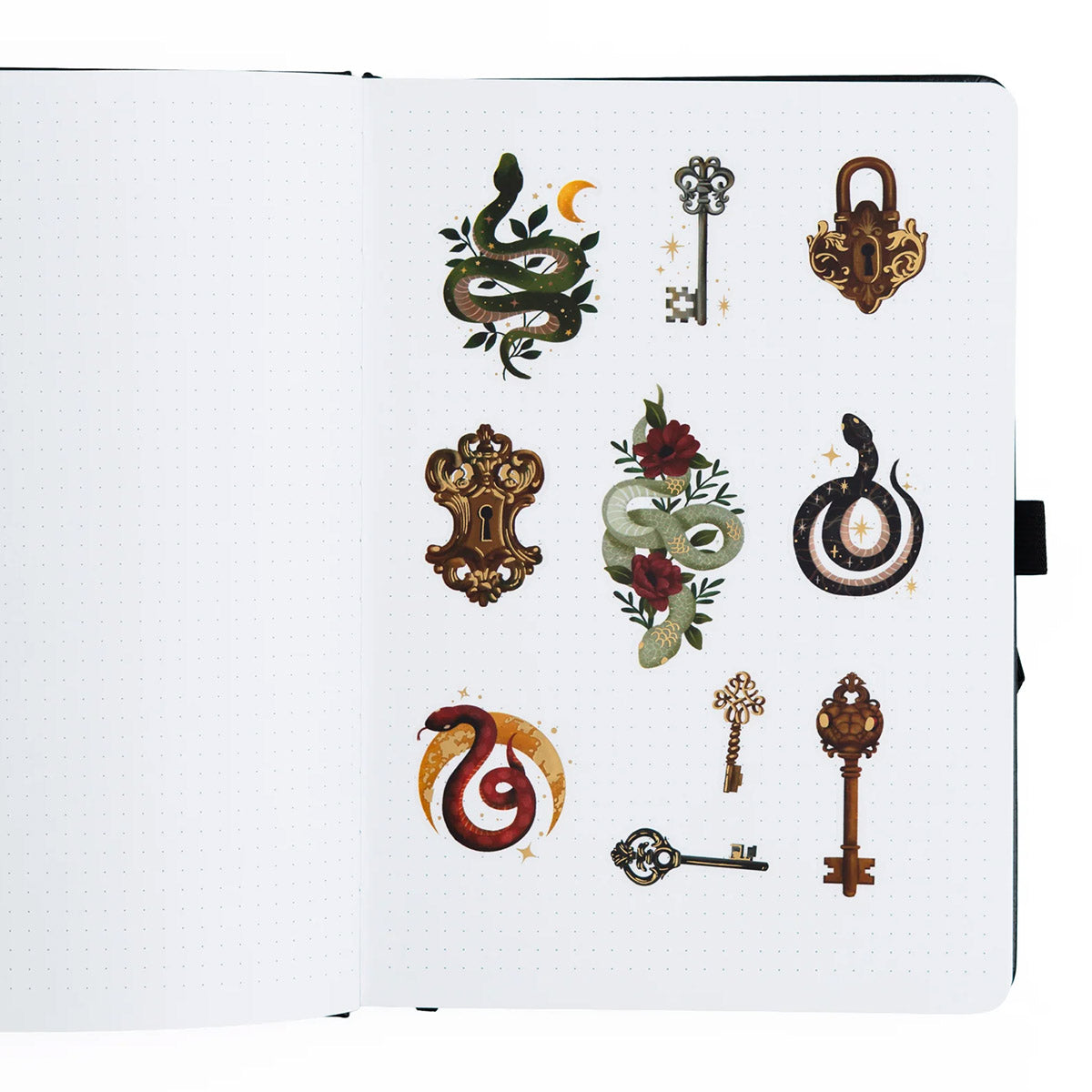 Archer & Olive Stickers - Coiled Key - in een witte bullet journal