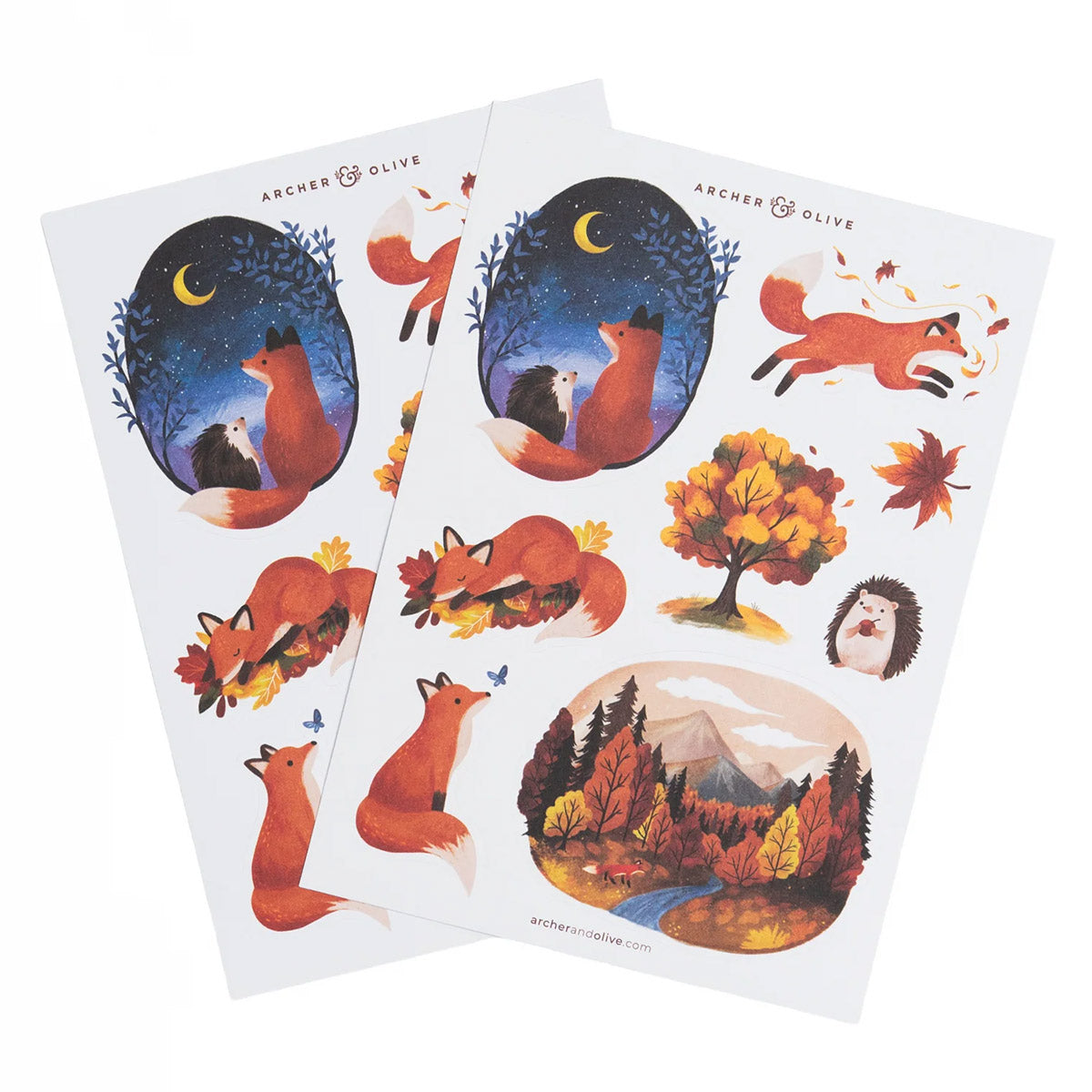 Archer & Olive Stickers - Forest Foxes - Voorbeeld van 2 stickervellen