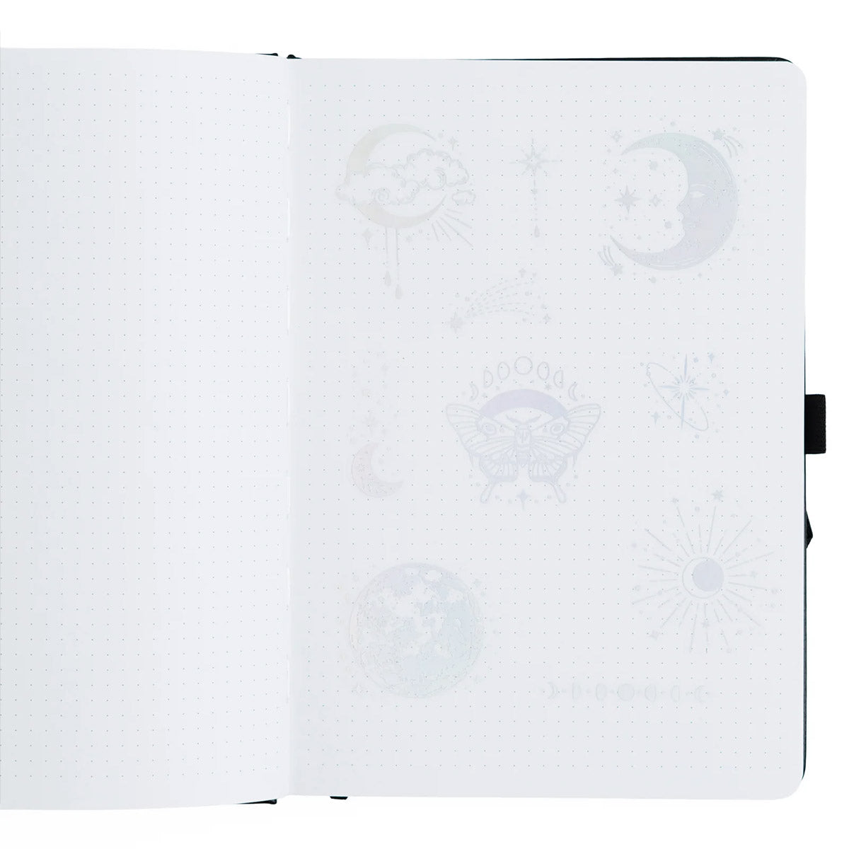 Archer & Olive Stickers - Lunar Veil - Stickers in een witte bulletjournal