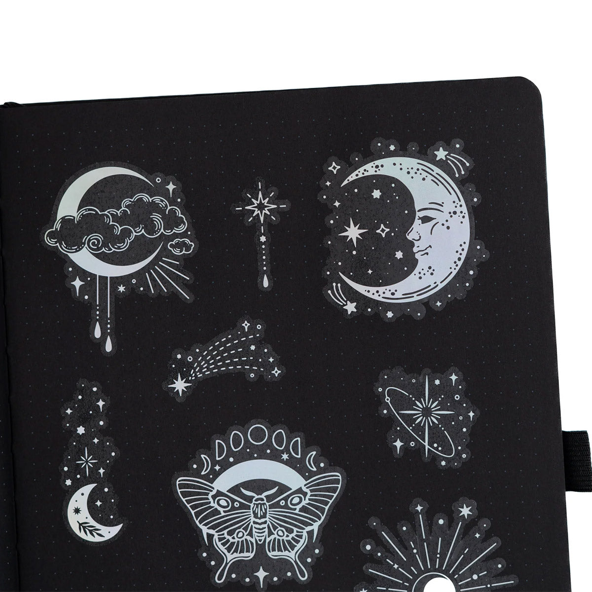 Archer & Olive Stickers - Lunar Veil - Stickers in een zwarte bulletjournal