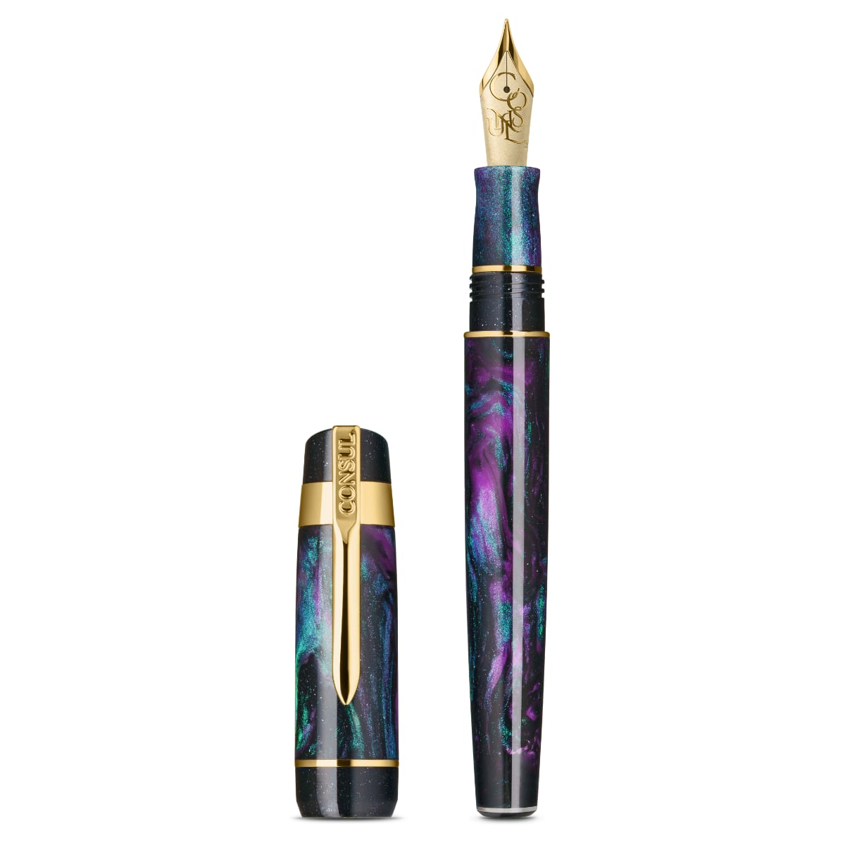 Consul Fountain Pen Guardian Abyss - Open Vulpen op een witte achtergrond