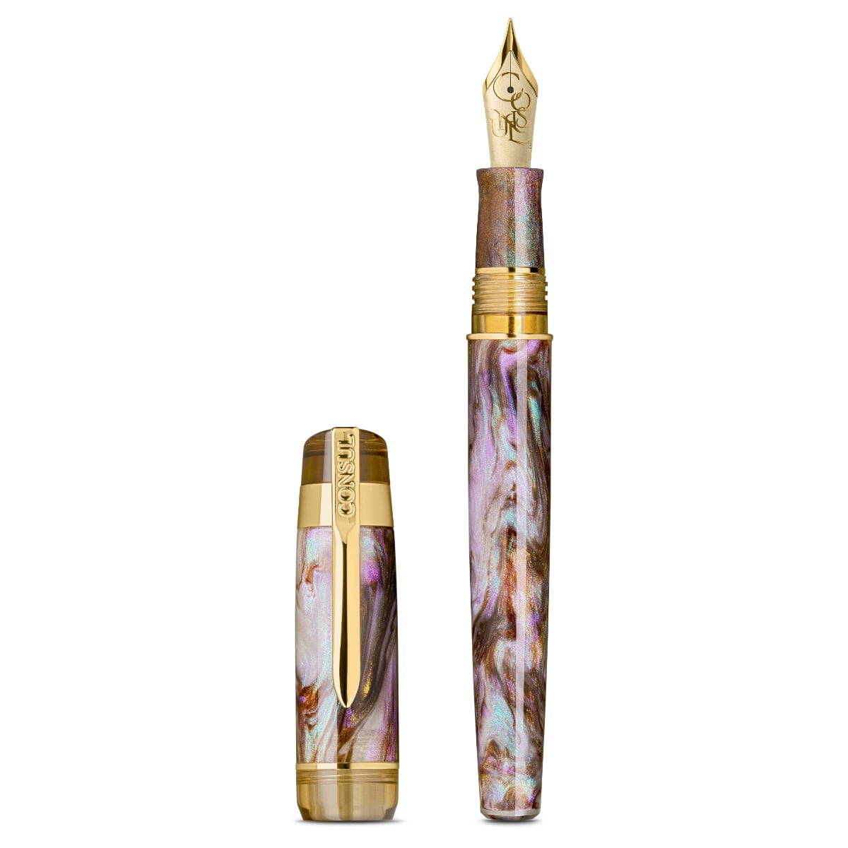 Consul Fountain Pen Guardian Oyster - Open Vulpen op een Witte Achtergrond