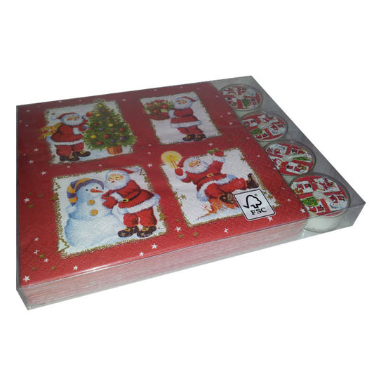 Daisy Kerstservetten en Waxinelichtjes - 4 Kerstmannen