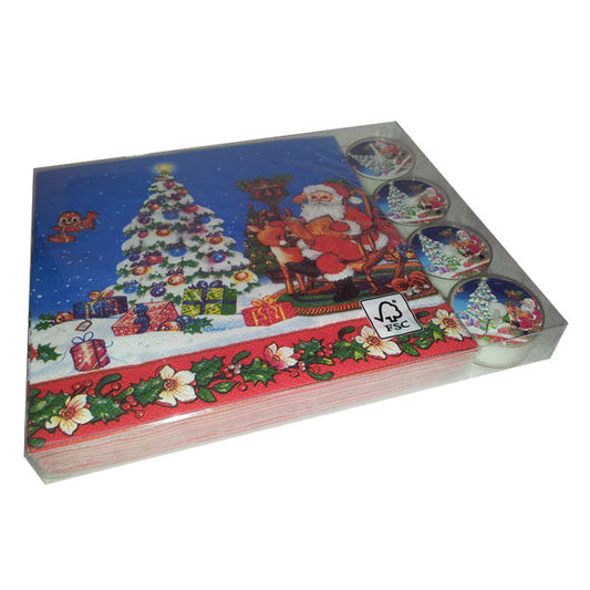 Daisy Kerstservetten en Waxinelichtjes - Kerstman