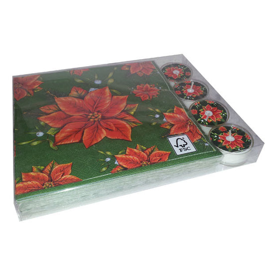 Daisy Kerstservetten en Waxinelichtjes - Kerstster