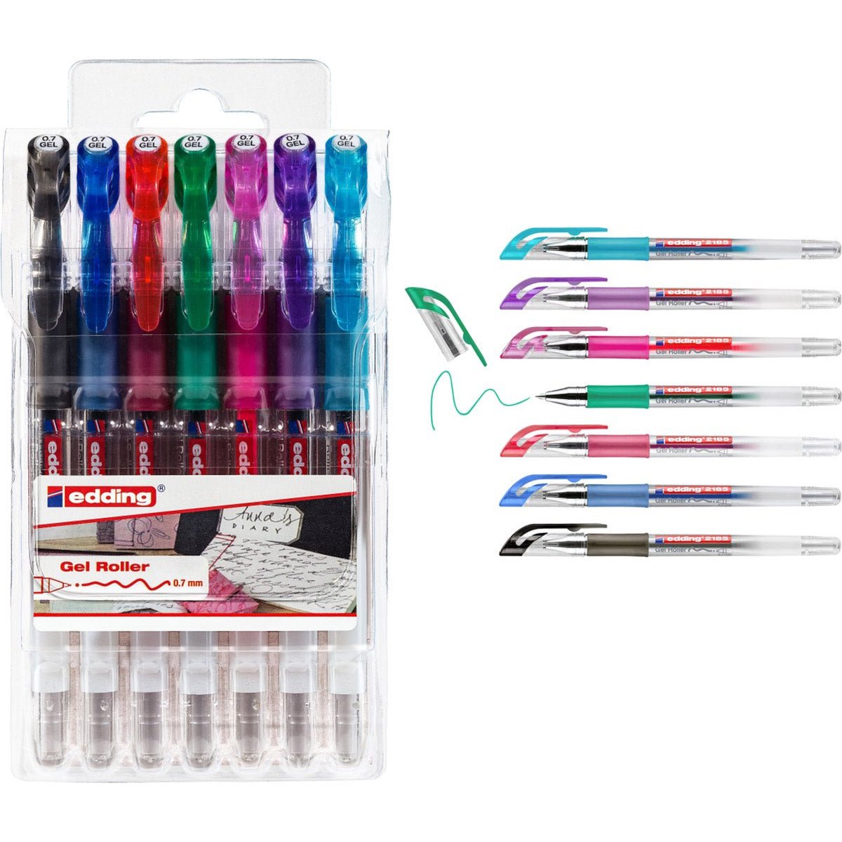 Edding 2185 Gelroller Set met 7 kleuren