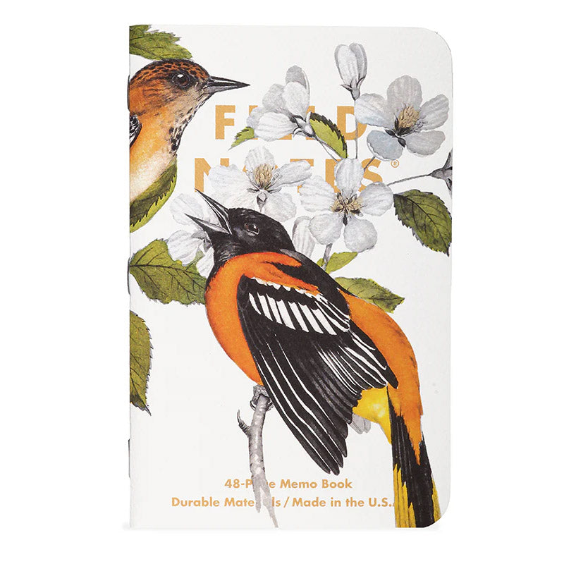 Field Notes Pack B – Pine Grosbeak, Baltimore Oriole en Flycatcher op natuurgetrouwe covers